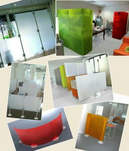 Trennwandelemente Acrylglas Stellwände für Büro, Praxen oder Callcenter